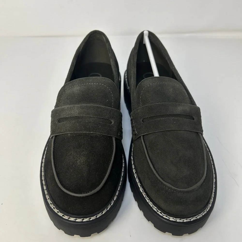 Calvin Klein Suzie Women's Penny Loafers Suede Lug Sole Dark Green Size 6M NIB